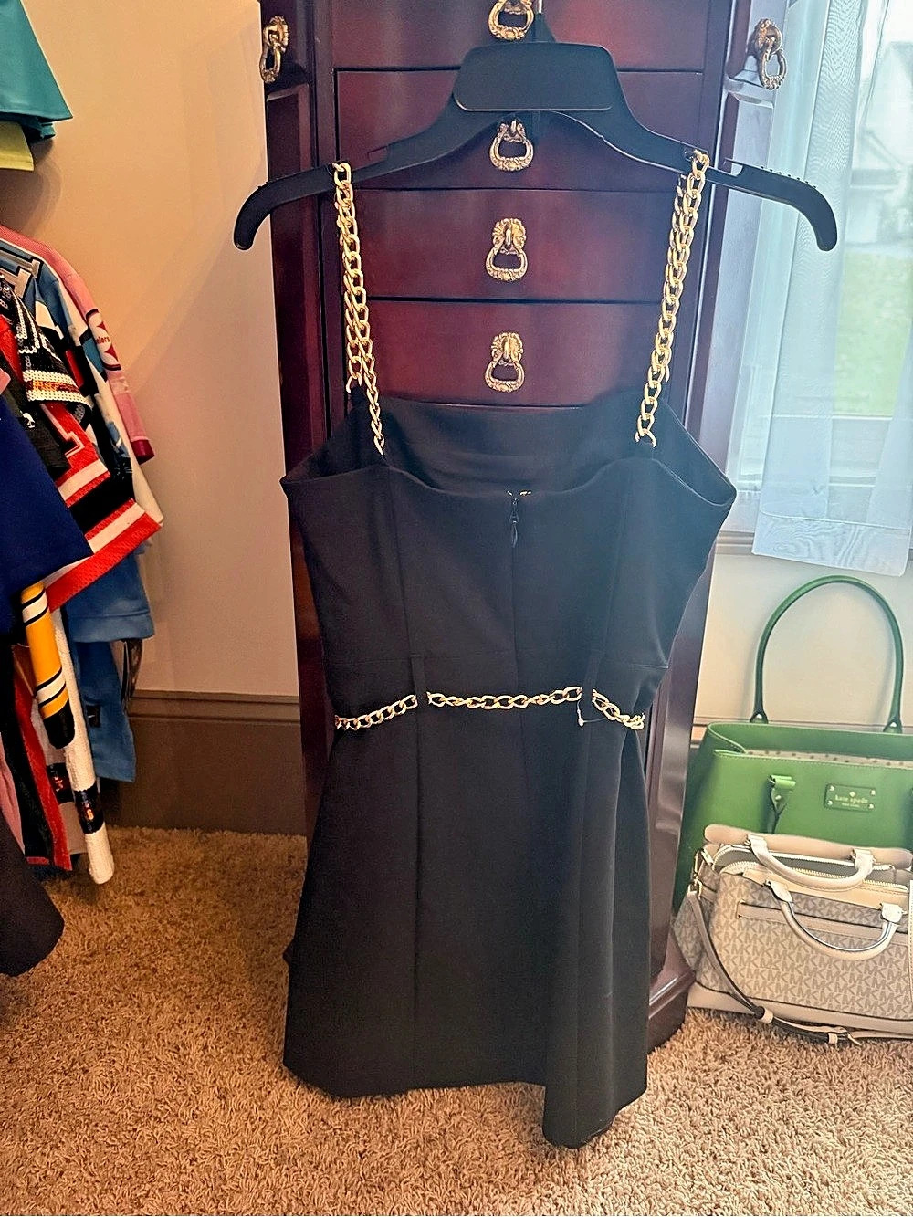 Michael Kors Chain Strap Belted Bustier Mini Dress Chain Detail